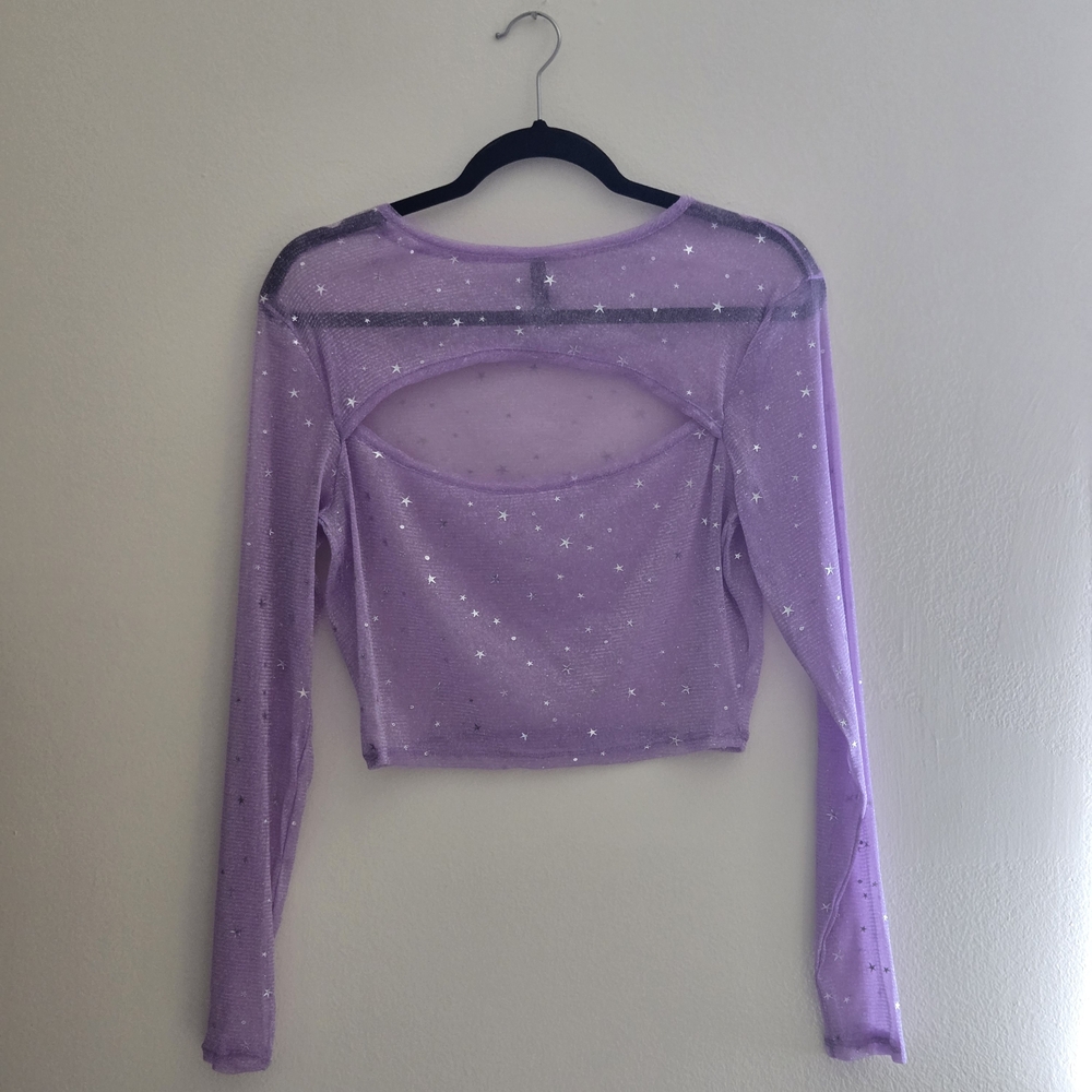 Spencer's Purple Star Mesh Blouse